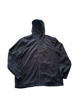 Gerry Windbreaker Jacket Mens XXL Black Hooded Full Zip Lined Lightweight